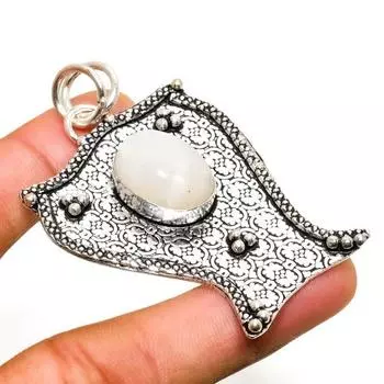 Ювелирный кулон ручной работы с радужным лунным камнем, серебро 925 пробы, 2,27 дюйма 2.27 белый