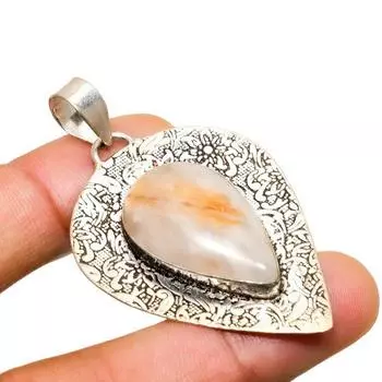 Ювелирный кулон ручной работы с радужным лунным камнем, посеребренный 925 пробы, 2,08 дюйма 2.08 белый