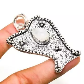 Ювелирный кулон ручной работы с радужным лунным камнем, серебро 925 пробы, 2,27 дюйма 2.27 белый