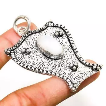 Ювелирный кулон ручной работы с радужным лунным камнем, посеребренный 925 пробы, 2,46 дюйма 2.46 белый