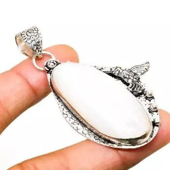 Ювелирный кулон ручной работы с радужным лунным камнем, посеребренный 925 пробы, 2,46 дюйма 2.46 белый