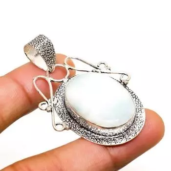 Ювелирный кулон ручной работы с радужным лунным камнем, посеребренный 925 пробы, 2,00 дюйма 2.00 белый