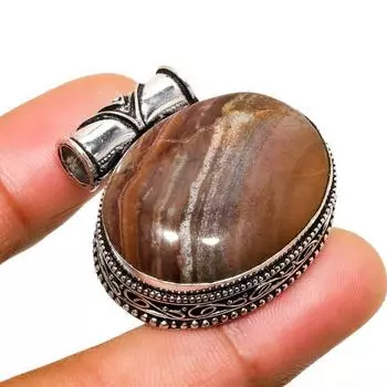 Ювелирный кулон ручной работы с риолитом и яшмой, посеребренный 925 пробы, 1,13 дюйма 1.13 зелёный