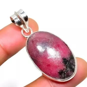 Ювелирный кулон ручной работы с родонитом 925 пробы, посеребренный, 1,70 дюйма 1.70 розовый