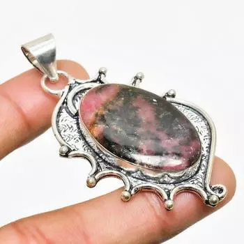 Ювелирный кулон ручной работы с родонитом, посеребренный 925 пробы, 2,46 дюйма 2.46 розовый