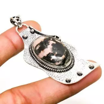 Ювелирный кулон ручной работы с родонитом, посеребренный 925 пробы, 2,46 дюйма 2.46 розовый