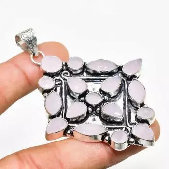 Ювелирный кулон ручной работы с розовым халцедоном и серебром 925 пробы 2,84 дюйма 2.84 розовый