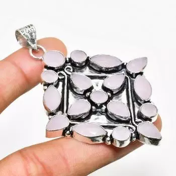 Ювелирный кулон ручной работы с розовым халцедоном и серебром 925 пробы 2,80 дюйма 2.80 розовый