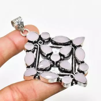 Ювелирный кулон ручной работы с розовым халцедоном и серебром 925 пробы 2,84 дюйма 2.84 розовый