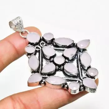 Ювелирный кулон ручной работы с розовым халцедоном и серебром 925 пробы 2,84 дюйма 2.84 розовый