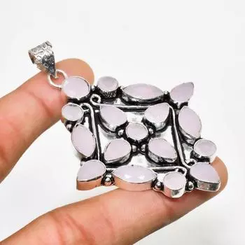 Ювелирный кулон ручной работы с розовым халцедоном и серебром 925 пробы 2,76 дюйма 2.76 розовый