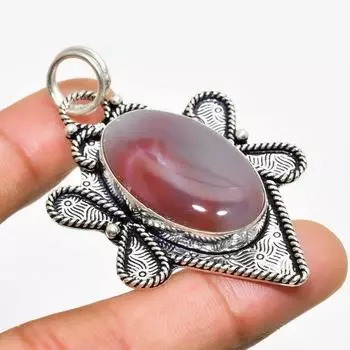 Ювелирный кулон ручной работы с розовым кружевным агатом, посеребренный 925 пробы, 2,27 дюйма 2.27 розовый