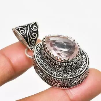 Ювелирный кулон ручной работы с розовым кунцитом и серебром 925 пробы 1,70 дюйма 1.70 розовый