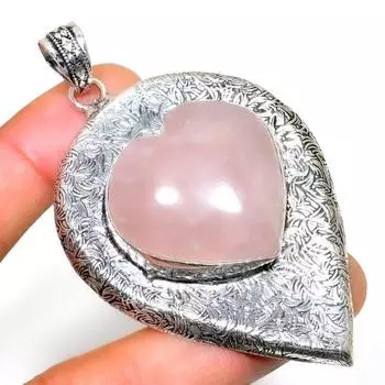 Ювелирный кулон ручной работы с розовым кварцем 925 пробы, посеребренный, 2,84 дюйма 2.84 розовый