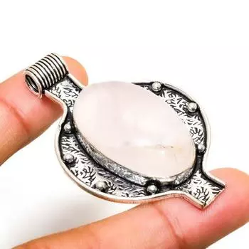 Ювелирный кулон ручной работы с розовым кварцем и серебром 925 пробы 2,08 дюйма 2.08 розовый