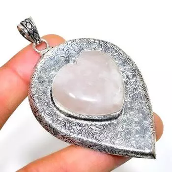 Ювелирный кулон ручной работы с розовым кварцем 925 пробы, посеребренный, 2,84 дюйма 2.84 розовый
