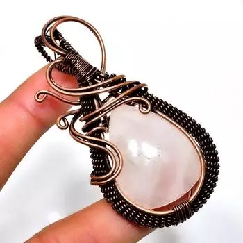 Ювелирный кулон ручной работы с розовым кварцем 925 пробы, посеребренный, 2,46 дюйма 2.46 розовый