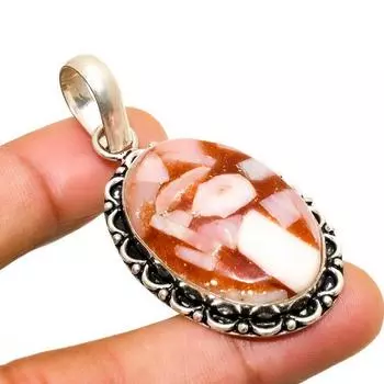 Ювелирный кулон ручной работы с розовым опалом, посеребренный 925 пробы, 2,08 дюйма 2.08 розовый