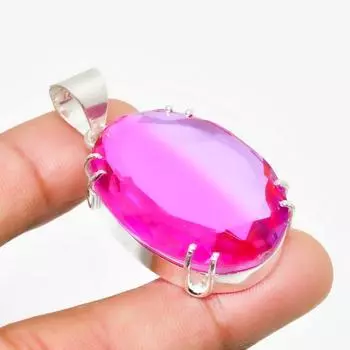 Ювелирный кулон ручной работы с розовым рубиллитом и серебром 925 пробы 1,70 дюйма 1.70 розовый
