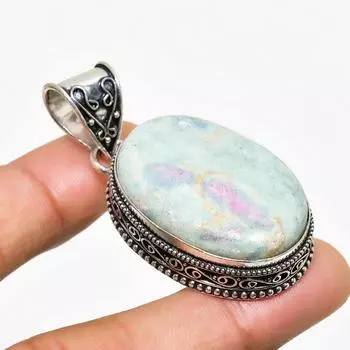 Ювелирный кулон ручной работы с рубином и фукситом, посеребренный 925 пробы, 1,89 дюйма 1.89 красный