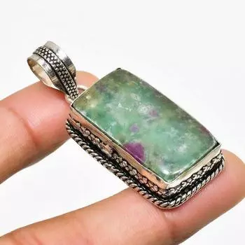 Ювелирный кулон ручной работы с рубином и фукситом, посеребренный 925 пробы, 1,89 дюйма 1.89 красный