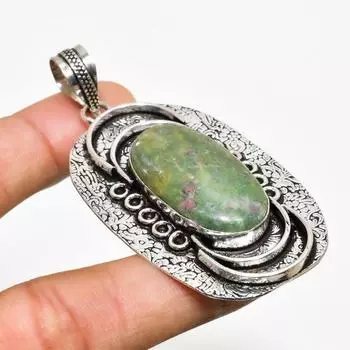 Ювелирный кулон ручной работы с рубином и фукситом, посеребренный 925 пробы, 2,65 дюйма 2.65 красный