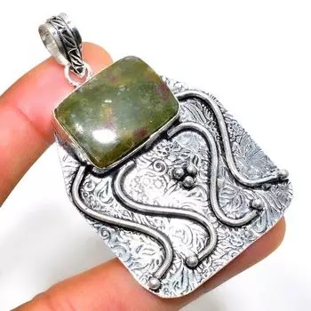 Ювелирный кулон ручной работы с рубином и фукситом 925 пробы, посеребренный, 2,46 дюйма 2.46 красный