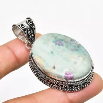 Ювелирный кулон ручной работы с рубином и фукситом, посеребренный 925 пробы, 2,08 дюйма 2.08 красный