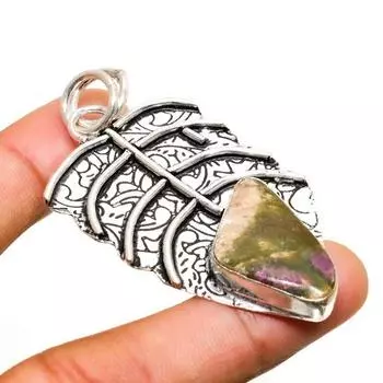 Ювелирный кулон ручной работы с рубином и фукситом, посеребренный 925 пробы, 2,38 дюйма 2.38 красный