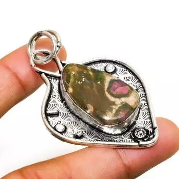 Ювелирный кулон ручной работы с рубином и фукситом, посеребренный 925 пробы, 2,27 дюйма 2.27 красный