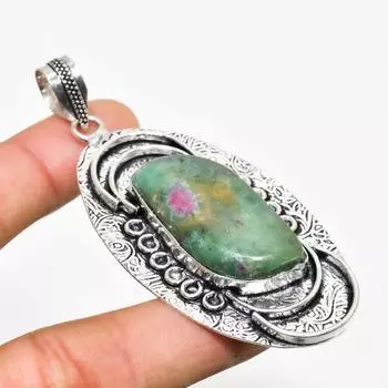 Ювелирный кулон ручной работы с рубином и фукситом, посеребренный 925 пробы, 2,84 дюйма 2.84 красный