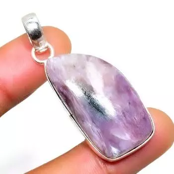 Ювелирный кулон ручной работы с русским чароитом 925 пробы, посеребренный, 1,70 дюйма 1.70 фиолетовый