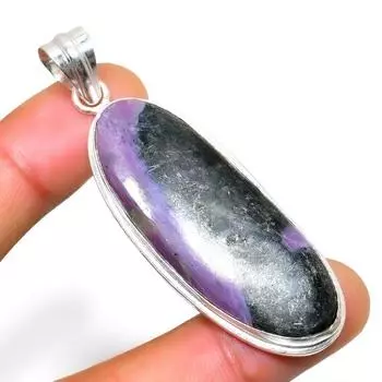 Ювелирный кулон ручной работы с русским чароитом 925 пробы, посеребренный, 2,46 дюйма 2.46 фиолетовый