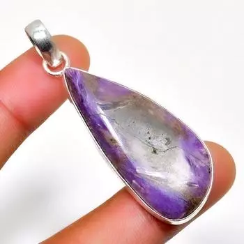 Ювелирный кулон ручной работы с русским чароитом 925 пробы, посеребренный, 2,08 дюйма 2.08 фиолетовый