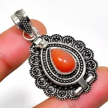 Ювелирный кулон ручной работы с сердоликом 925 пробы, посеребренный, 1,70 дюйма 1.70 красный