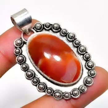 Ювелирный кулон ручной работы с сердоликом 925 пробы, посеребренный, 1,89 дюйма 1.89 красный