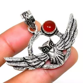 Ювелирный кулон ручной работы с сердоликом 925 пробы, посеребренный, 1,51 дюйма 1.51 красный