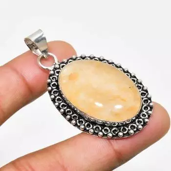 Ювелирный кулон ручной работы с серебряным покрытием 925 пробы оранжевый авантюрин 1,96 дюйма 1.96 оранжевый