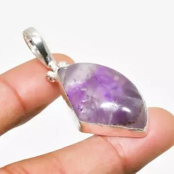 Ювелирный кулон ручной работы с шалфеем и аметистом, посеребренный 925 пробы, 1,70 дюйма 1.70 фиолетовый