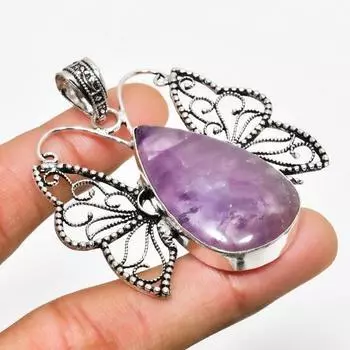 Ювелирный кулон ручной работы с шалфейным аметистом и серебром 925 пробы 2,27 дюйма 2.27 фиолетовый