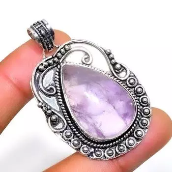 Ювелирный кулон ручной работы с шалфейным аметистом 925 пробы, посеребренный, 1,89 дюйма 1.89 фиолетовый