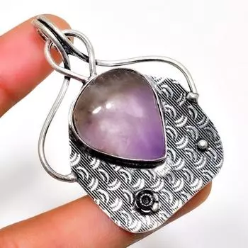 Ювелирный кулон ручной работы с шалфейным аметистом 925 пробы, посеребренный, 2,08 дюйма 2.08 фиолетовый