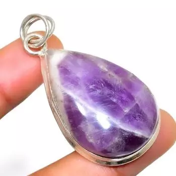 Ювелирный кулон ручной работы с шалфейным аметистом 925 пробы, посеребренный, 2,00 дюйма 2.00 фиолетовый