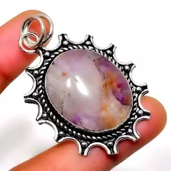 Ювелирный кулон ручной работы с шалфейным аметистом 925 пробы, посеребренный, 2,08 дюйма 2.08 фиолетовый