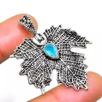 Ювелирный кулон ручной работы с синим халцедоном 925 пробы, посеребренный, 1,70 дюйма 1.70 оранжевый