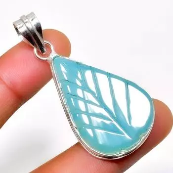 Ювелирный кулон ручной работы с синим халцедоном 925 пробы, посеребренный, 1,89 дюйма 1.89 оранжевый