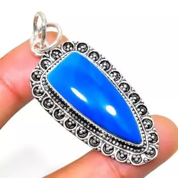 Ювелирный кулон ручной работы с синим кружевным агатом 925 пробы, посеребренный, 2,08 дюйма 2.08 синий
