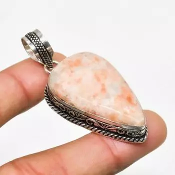 Ювелирный кулон ручной работы с солнечным камнем 925 пробы, посеребренный, 2,08 дюйма 2.08 красный