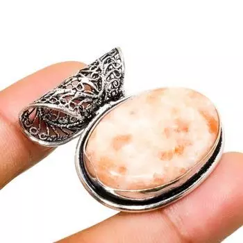 Ювелирный кулон ручной работы с солнечным камнем, посеребренный 925 пробы, 1,32 дюйма 1.32 красный