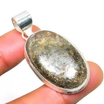 Ювелирный кулон ручной работы с тибетской бирюзой 925 пробы, посеребренный, 1,89 дюйма 1.89 синий